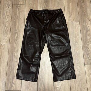 Gap Women's Wide Brown Faux Leather Trousers